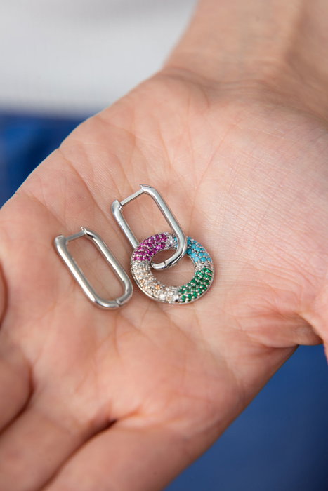 Heliophilia Silver Pendientes de Metal Multicolor con Circón CKP9236
